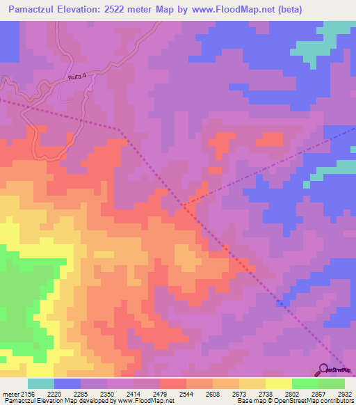 Pamactzul,Guatemala Elevation Map