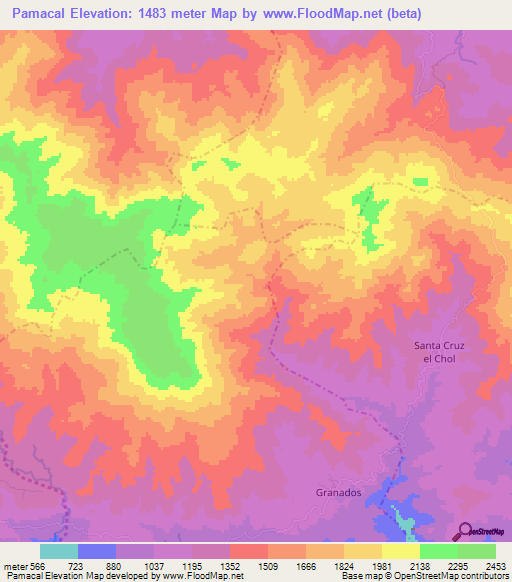 Pamacal,Guatemala Elevation Map