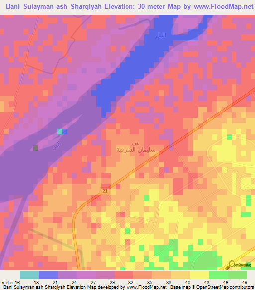 Bani Sulayman ash Sharqiyah,Egypt Elevation Map