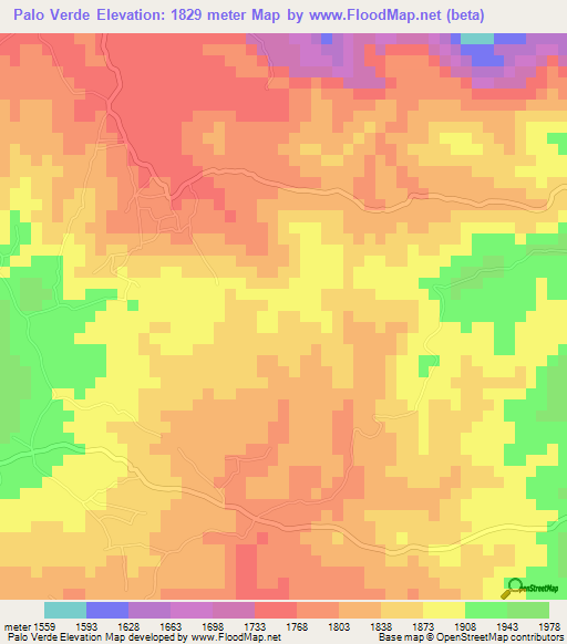 Palo Verde,Guatemala Elevation Map