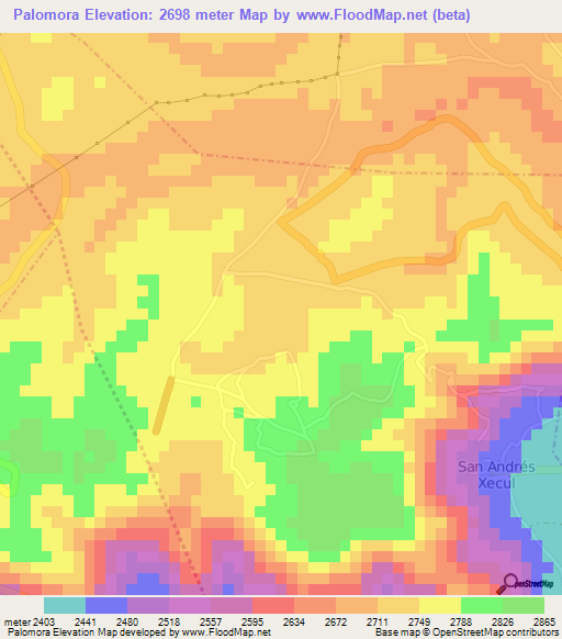 Palomora,Guatemala Elevation Map