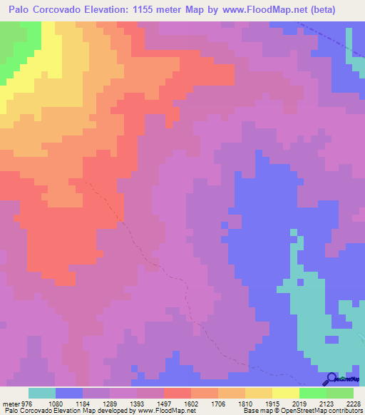 Palo Corcovado,Guatemala Elevation Map