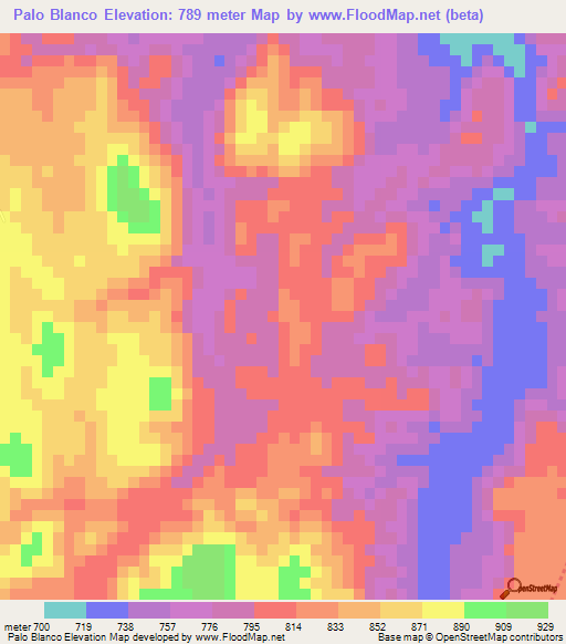 Palo Blanco,Guatemala Elevation Map