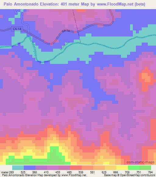 Palo Amontonado,Guatemala Elevation Map