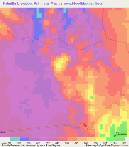 Palmilla,Guatemala Elevation Map