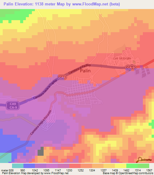 Palin,Guatemala Elevation Map