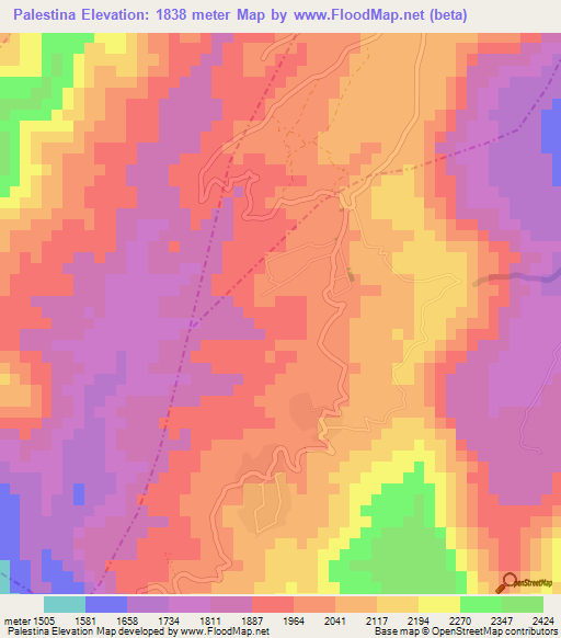 Palestina,Guatemala Elevation Map