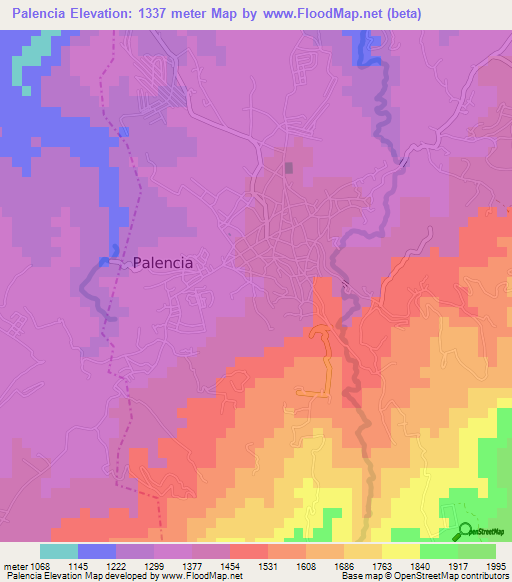 Palencia,Guatemala Elevation Map