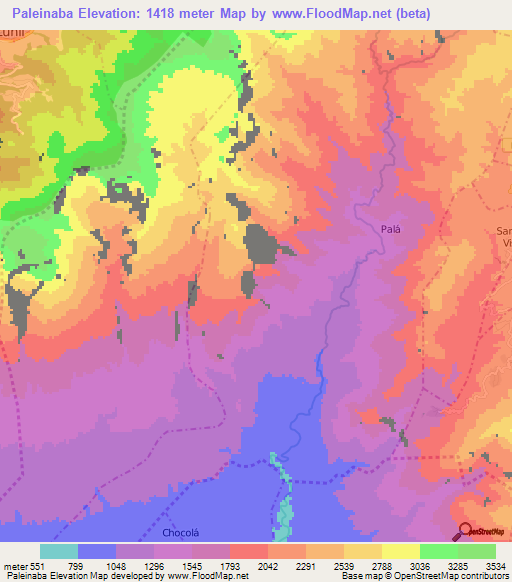 Paleinaba,Guatemala Elevation Map