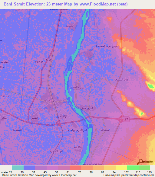 Bani Samit,Egypt Elevation Map