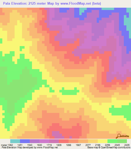 Pala,Guatemala Elevation Map