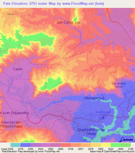 Pala,Guatemala Elevation Map