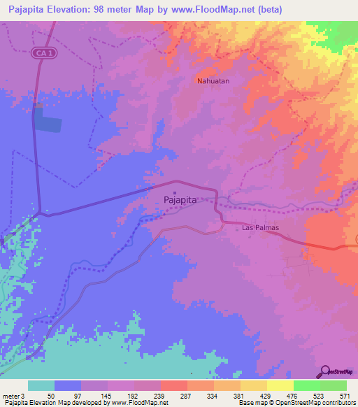 Pajapita,Guatemala Elevation Map