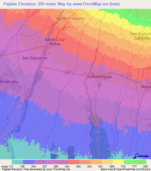 Pajales,Guatemala Elevation Map