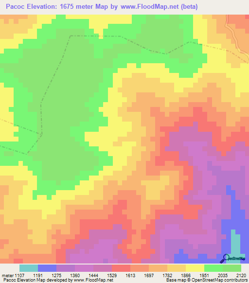 Pacoc,Guatemala Elevation Map