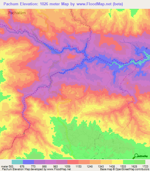 Pachum,Guatemala Elevation Map