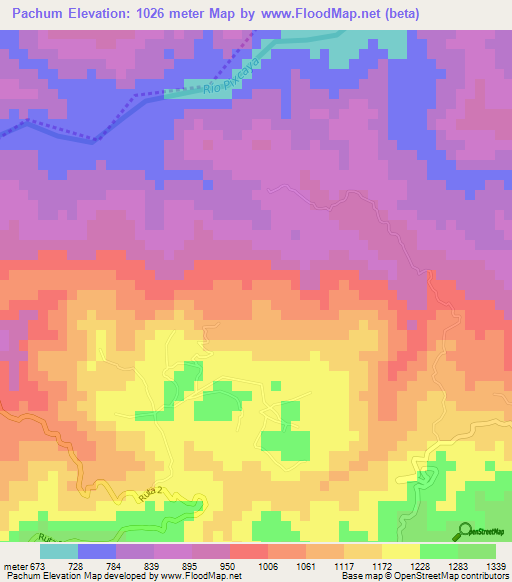 Pachum,Guatemala Elevation Map