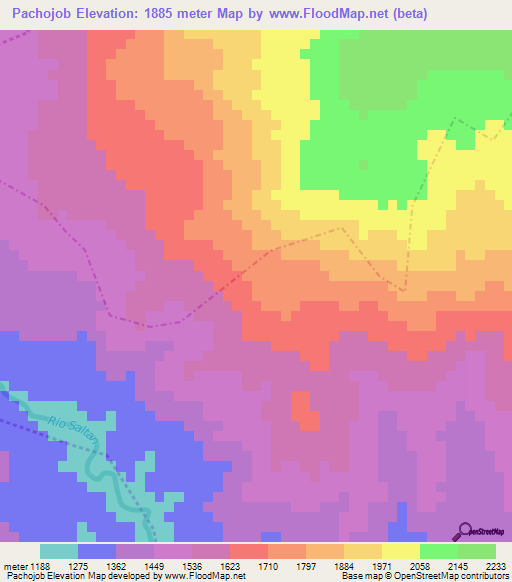 Pachojob,Guatemala Elevation Map