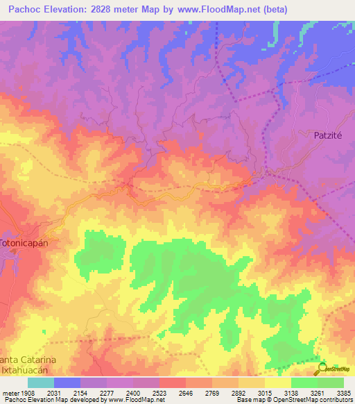 Pachoc,Guatemala Elevation Map