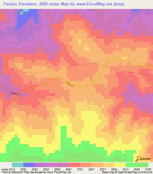 Pachoc,Guatemala Elevation Map