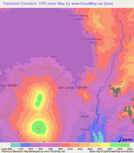 Pachitulul,Guatemala Elevation Map