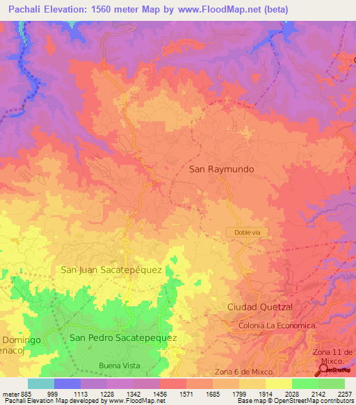 Pachali,Guatemala Elevation Map