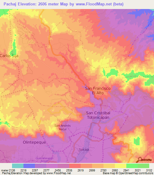 Pachaj,Guatemala Elevation Map