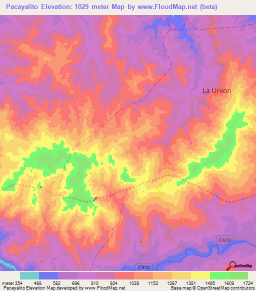 Pacayalito,Guatemala Elevation Map