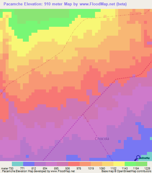 Pacamche,Guatemala Elevation Map