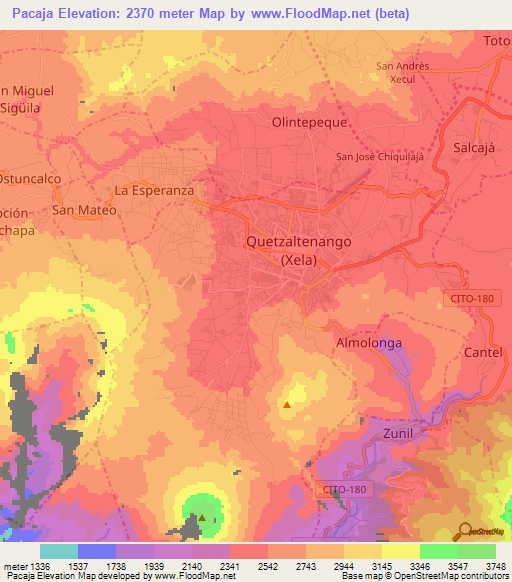 Pacaja,Guatemala Elevation Map