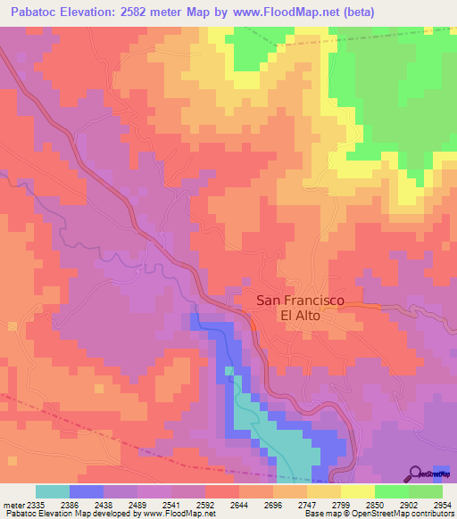 Pabatoc,Guatemala Elevation Map