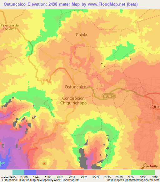 Ostuncalco,Guatemala Elevation Map