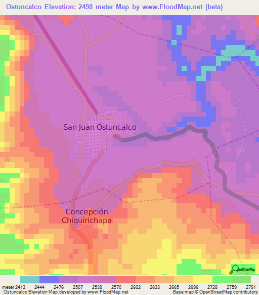 Ostuncalco,Guatemala Elevation Map