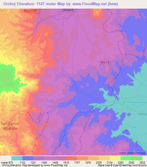 Orchoj,Guatemala Elevation Map