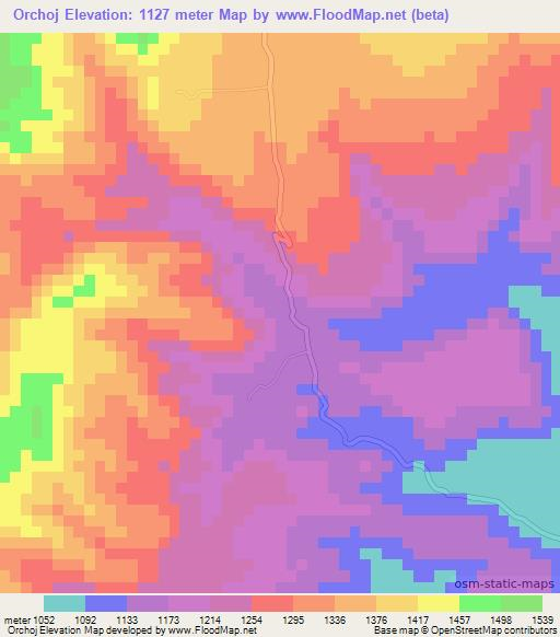 Orchoj,Guatemala Elevation Map