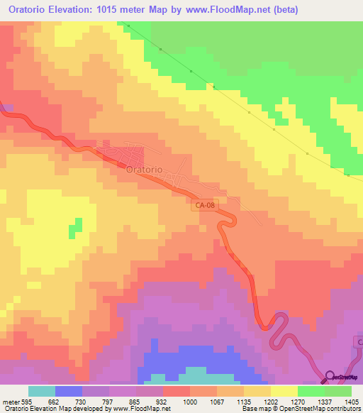 Oratorio,Guatemala Elevation Map