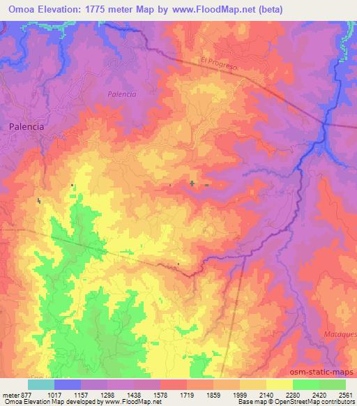 Omoa,Guatemala Elevation Map