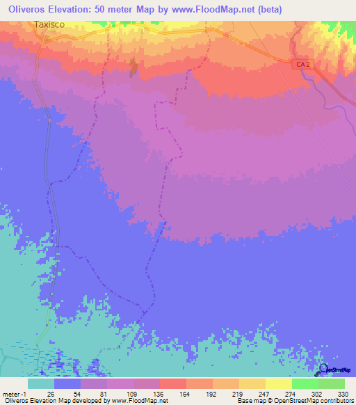 Oliveros,Guatemala Elevation Map