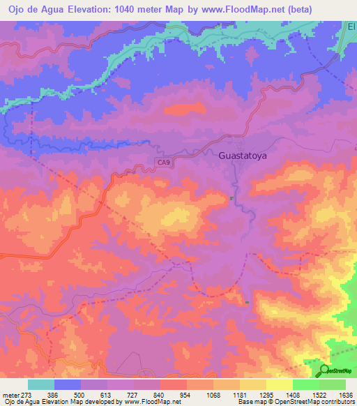 Ojo de Agua,Guatemala Elevation Map