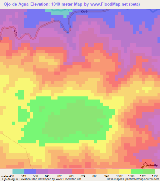 Ojo de Agua,Guatemala Elevation Map