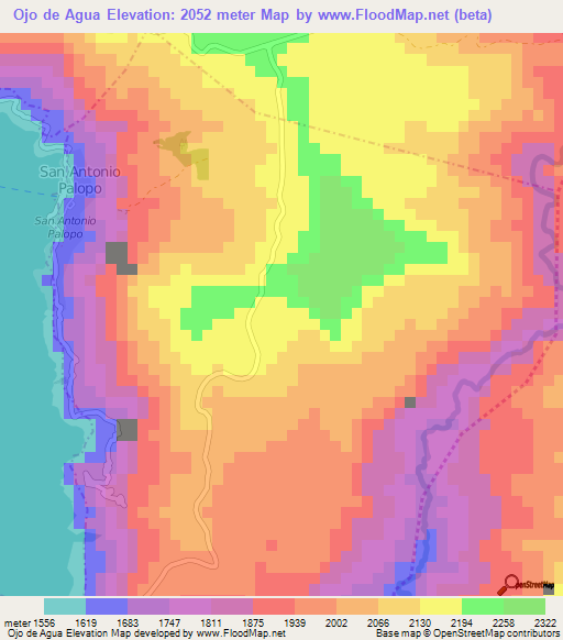 Ojo de Agua,Guatemala Elevation Map