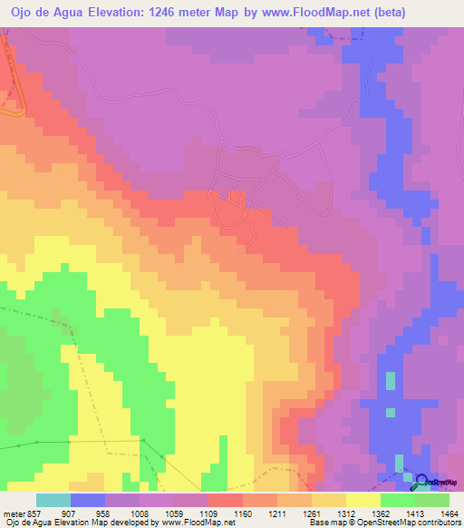 Ojo de Agua,Guatemala Elevation Map