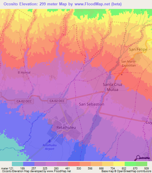 Ocosito,Guatemala Elevation Map