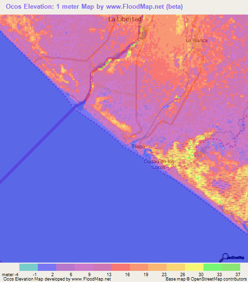 Ocos,Guatemala Elevation Map