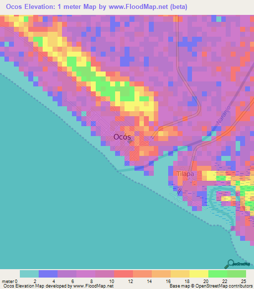 Ocos,Guatemala Elevation Map