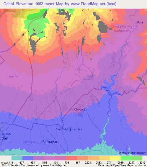 Ochol,Guatemala Elevation Map