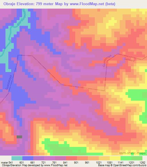 Obraje,Guatemala Elevation Map