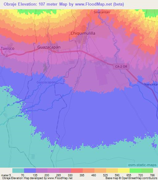 Obraje,Guatemala Elevation Map