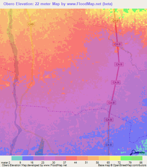 Obero,Guatemala Elevation Map