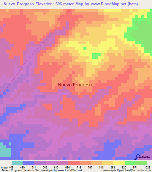 Nuevo Progreso,Guatemala Elevation Map